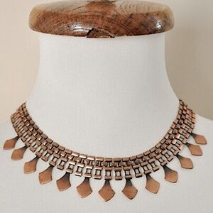 1959sVintage Gold Abstract Princess Tribal Statement Necklace